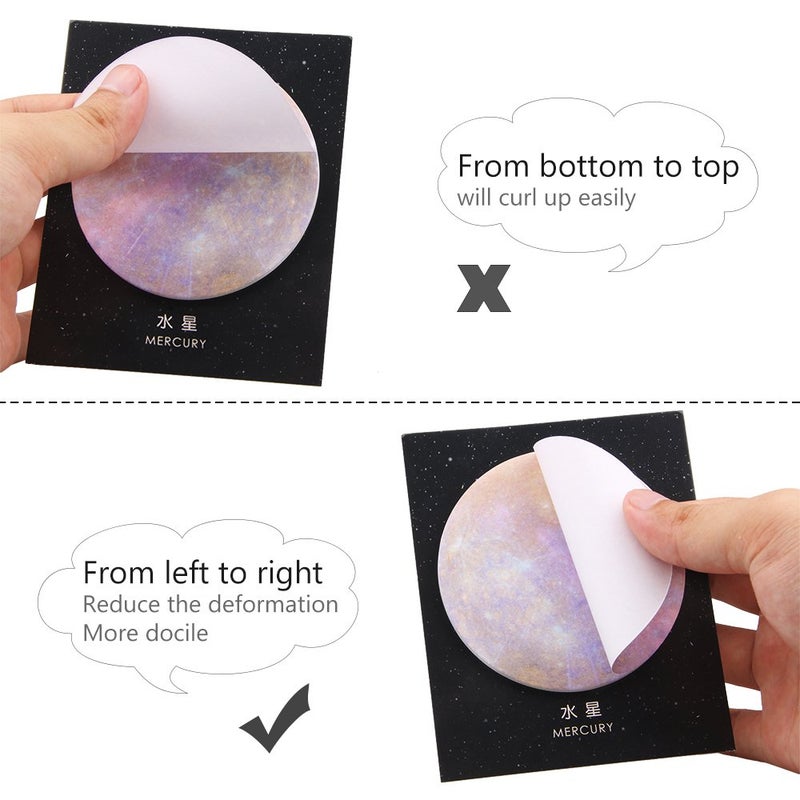 GTHER Planet Sticky Note, Moon Earth Sticky Notes Cute Fun Cool Circle Self-Adhesive Note Self-Stick Memo Pad Notes for College Classroom Office Notebook(6 Pads, Planet) - Image 4